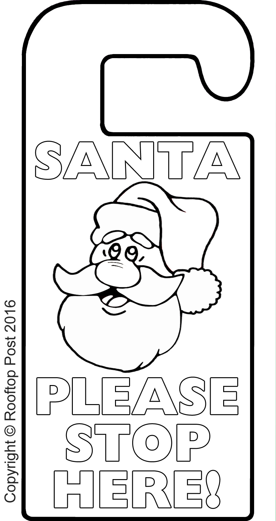 christmas eve door hanger to colour in - rooftop post printables